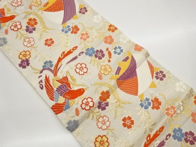 JAPANESE KIMONO / FUKURO OBI / KARA ORI / WOVEN PHOENIX & FLOWER 